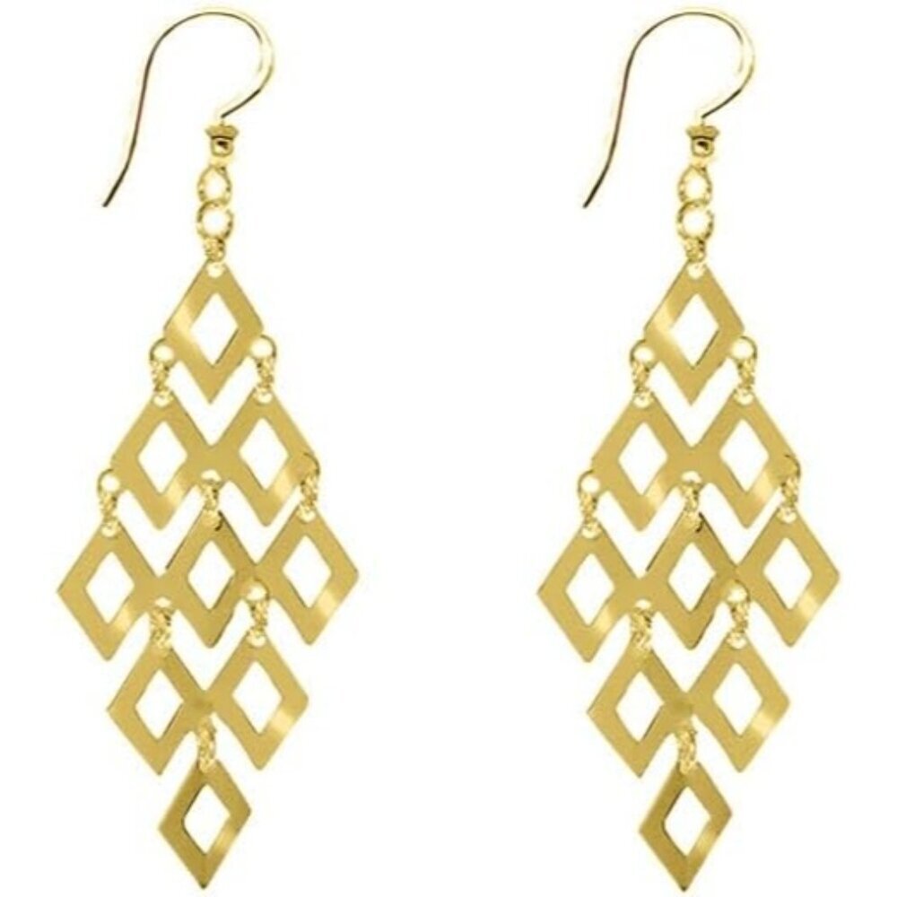 18K Gold Plated Diamond-Shape Chandelier Geometric Drop Earrings for Women